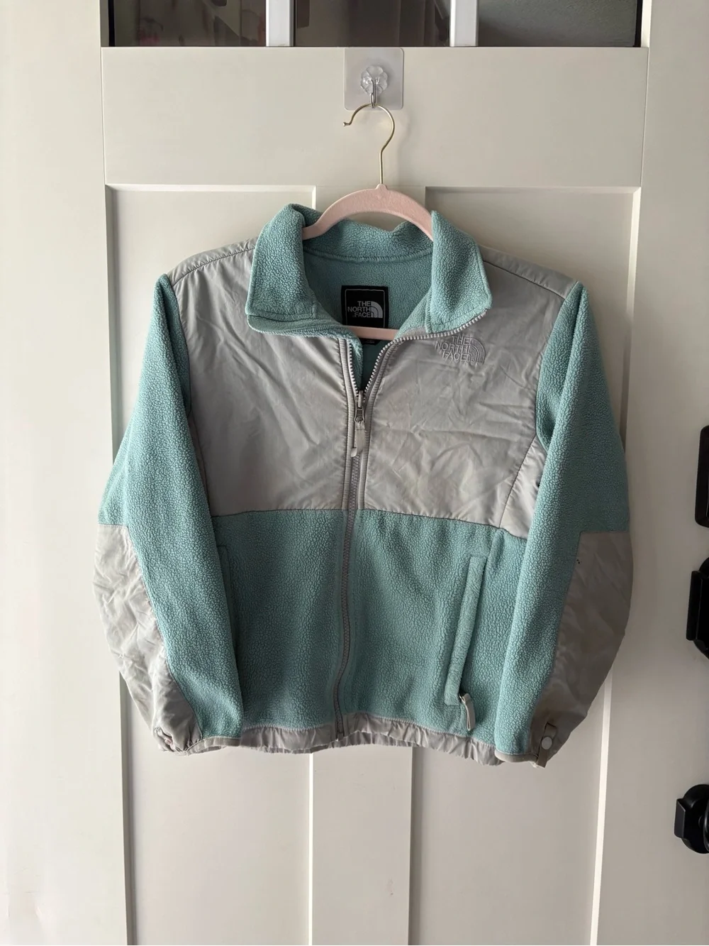 The North Face PolarTec Full Zip Fleece Jacket Blue & Gray Girls Medium Kids